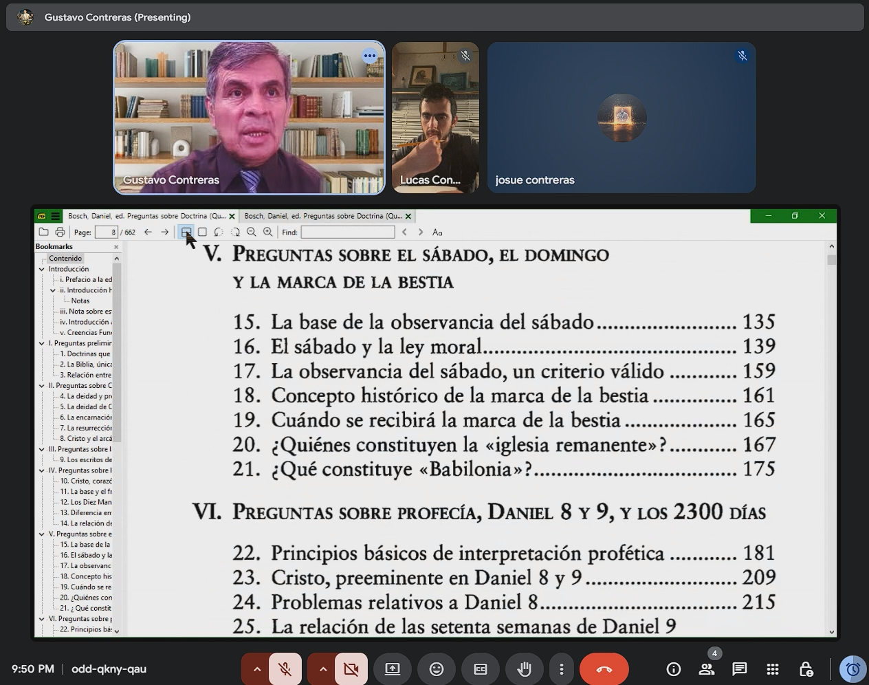 Los adventistas del séptimo día responden Preguntas sobre doctrina (QOD): Índice Google Meet